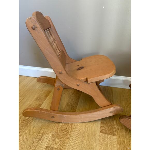 (2) 17.5" Tall Pine Folding Rocking Chairs - Picture 7 of 10